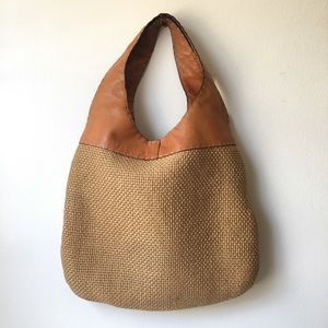 Adrienne Vittadini Woven & Leather Shoulder Bag